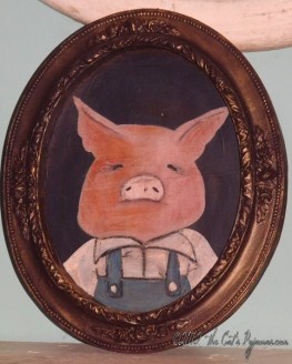 Three Little Pigs Folk Art Pig in Overalls